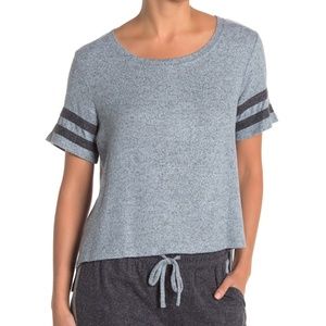 Splendid Gray Varsity Stripe Pajama Tee Shirt XS